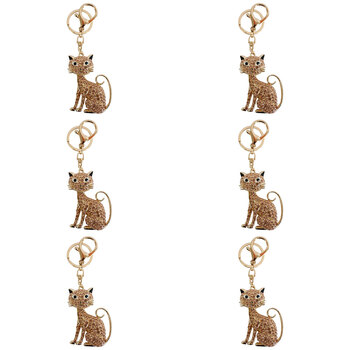 6PK LVD Metal Keyring Kitty Women's Accessory 11.5cm Gold