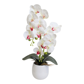 LVD Faux 58cm Orchid Artificial Flower w/ Pot Large - White