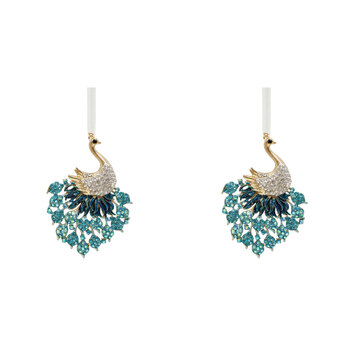 2PK LVD Metal/Ribbon 8.5cm Pretty Peacock Ornament Hanging Charm