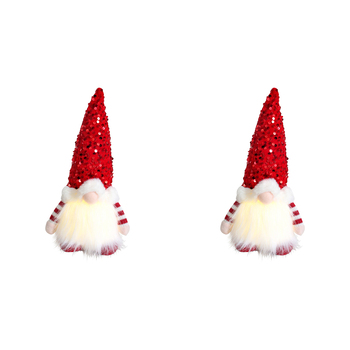2PK LVD Polyester LED Ruby Gnome Home/Living Room Xmas Display Decor 17x30cm
