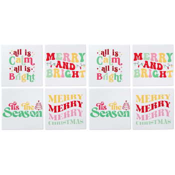 2PK 4pc LVD 10x10cm Merry & Bright Coasters Home/Kitchen Decor