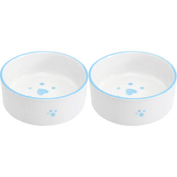 2PK LVD Ceramic Small/Medium Pet Drinking/Feeding Bowl 13x5cm Blue Paws