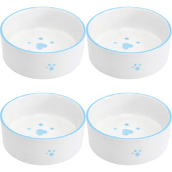 4PK LVD Ceramic Small/Medium Pet Drinking/Feeding Bowl 13x5cm Blue Paws