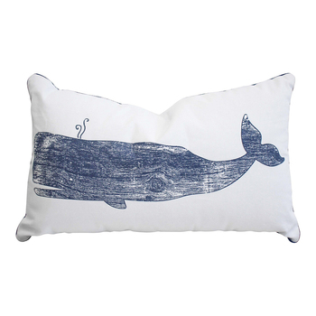 LVD Nautical Whale 50cm Cushion Pillow Rectangle - White/Blue