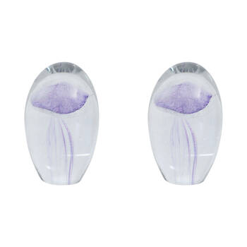 2PK LVD Mini Clear Glass Sea Jellyfish Home Decoration 5x5x8cm Purple