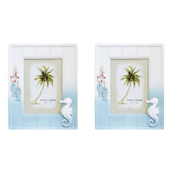 2PK LVD Wooden Glass Picture/Photo Coastal Frame 5x7 21x26x1.5cm Beachside