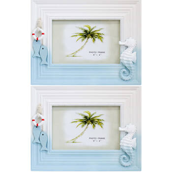 2PK LVD Wooden Glass Picture/Photo Coastal Frame 6x4 18x23.5x1.5cm Beachside