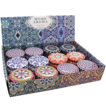 12pc LVD Home Aroma Scented Wax Candles Tins Set 6x6x4cm Assorted