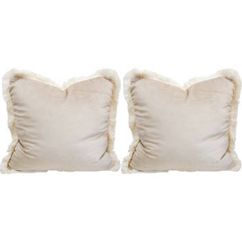 2PK LVD Velvet Plush Decorative Home Cushion Pillow 45x45cm Neutral Ivory