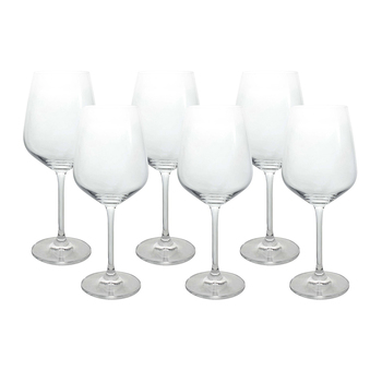 LVD 6pc Curve 22.5cm/518ml Stemmed White Wine Glass Set - Clear