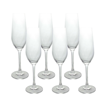 LVD 6pc Classic 24cm/205ml Stemmed Champagne Flute Glass Set - Clear