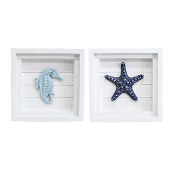 2PK LVD MDF 16x16cm Wall Hanging Art Beachside Display Decor - Assorted