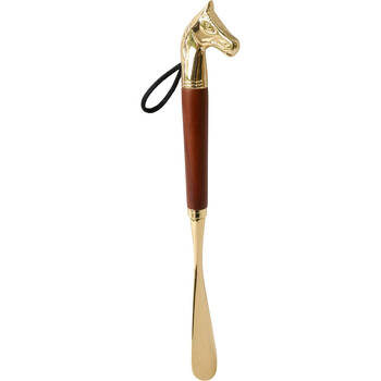 LVD Metal/Beech Wood Horse Head Shoe Horn Accessory Stick 32cm Gold/Brown