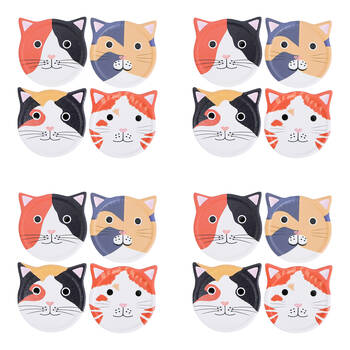 4x 4pc LVD Ceramic Coffee Table Decor Coasters Set 10.5x0.5x10.5cm Cat Faces