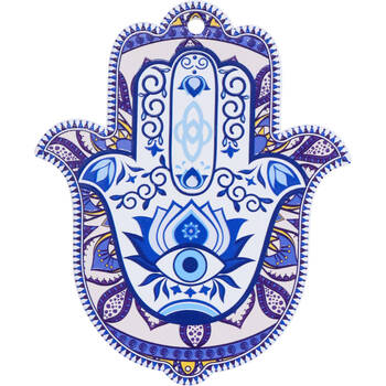 LVD Ceramic Home Decorative Hamsa Hand 1 Wall Art 15x1x19cm Blue/White