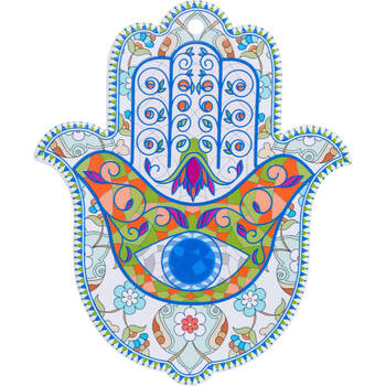 LVD Ceramic Home Decorative Hamsa Hand 2 Wall Art 15x0.5x9cm Multi-Coloured