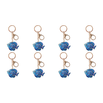 8PK LVD Keyring Ocean Fish Decorative Womens Clip On Ring