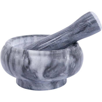 LVD Small Marble Mortar & Pestle Kitchen Grinding Bowl 8.5x5cm Black