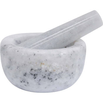 LVD Small Marble Mortar & Pestle Kitchen Grinding Bowl 10.5x5.5cm Grey