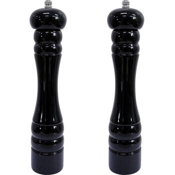 2PK LVD Timber Wooden Sleek Tall Salt/Pepper Grinder Large 5x5x27cm Black