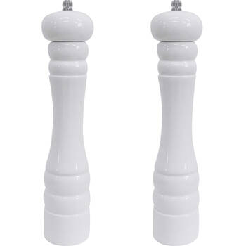 2PK LVD Timber Wooden Sleek Tall Salt/Pepper Grinder Large 5x5x27cm White