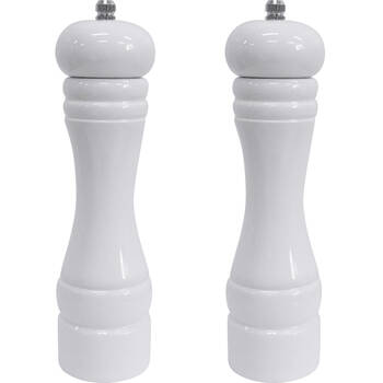 2PK LVD Timber Wooden Kitchen Salt/Pepper Grinder Mill Medium 5x5x22cm White