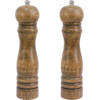 2PK LVD Timber Wooden Kitchen Salt/Pepper Grinder Mill Medium 5x5x22cm Oak