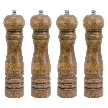 4PK LVD Timber Wooden Kitchen Salt/Pepper Grinder Mill Medium 5x5x22cm Oak