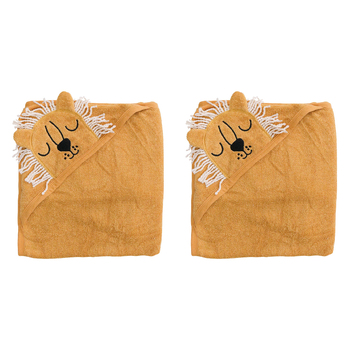 2x LVD  Baby/Toddler Soft Hooded Lion Bath Towel 90cm Brown
