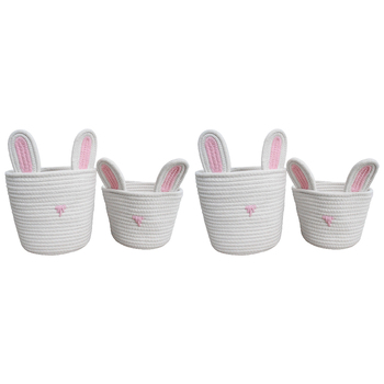 2x 2pc LVD Cotton Basket Bunnykins 30/24cm - White/Pink
