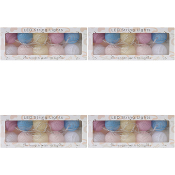 4PK LVD LED 2m String 10 Lights Pastel Home/Nursery Decor Children/Baby