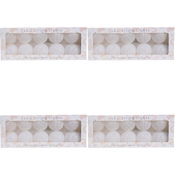 4PK LVD LED 2m String 10 Lights Pastel Home/Nursery Decor Children/Baby White