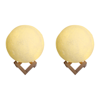 2PK LVD Usb Moon Lamp Home/Nursery Decor Children/Baby w/ Wood Frame 17x21cm
