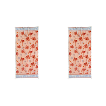 2PK LVD Beach Towel With Portable Carry Bag Palms Microfibre 80x180cm
