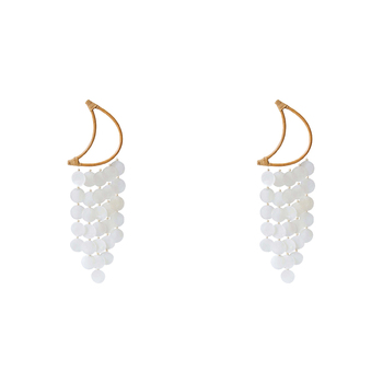 2PK LVD Bamboo/Capiz Moon Dreamcatcher 23x7cm - White