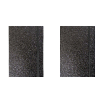 2PK LVD 21cm Notebook A5 Writing Stationery 80 Pages Glitter Black