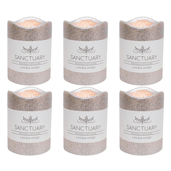 6PK LVD Flameless Candle Small Silver Decorative Home/Lounge Decor