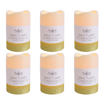 6PK LVD Flameless Candle Medium Gold Ombre Decorative Home/Lounge Decor