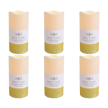 6PK LVD Flameless Candle Large Gold Ombre Decorative Home/Lounge Decor