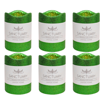 6PK LVD Flameless Candle Small Green Decorative Home/Lounge Decor