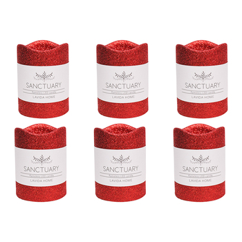 6PK LVD Flameless Candle Small Ruby Decorative Home/Lounge Decor