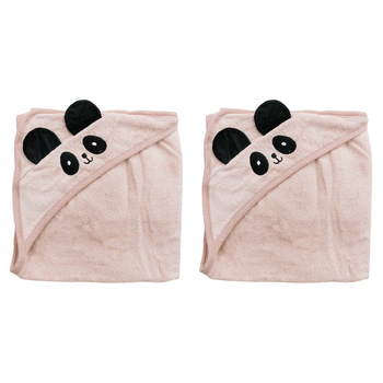 2x LVD  Baby/Toddler Soft Hooded Panda Bath Towel 90cm Pink