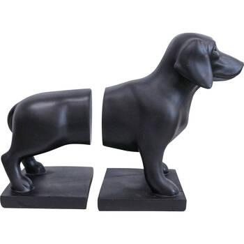 LVD Bookends Pair Resin Daschound Dog Home/Office Decor 32cm Black