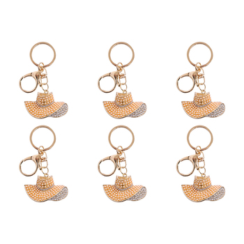6PK LVD Keyring Cowgirl Hat Themed Womens Stylish Key Chain 