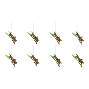 8PK LVD 3x7cm Metal Gatsby Grasshopper Ornament Hanging Home Decor