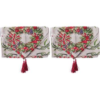 2PK LVD Polyester Wreath Christmas Table Runner Home/Kitchenware Decor 34x180cm