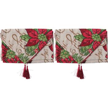 2PK LVD Polyester Table Runner Poinsettia Home/Kitchen/Tabletop Decor 34x180cm