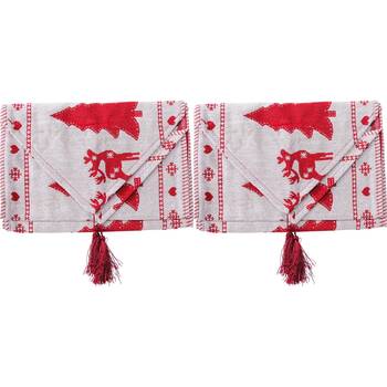 2PK LVD Polyester Table Runner Christmas Deer Home/Kitchen Xmas Decor 180x34cm