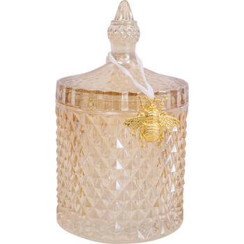 LVD Glass Cruz Trinket Storage Decor Round 18.5cm - Amber