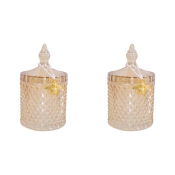2PK LVD Glass Cruz Trinket Storage Decor Round 18.5cm - Amber